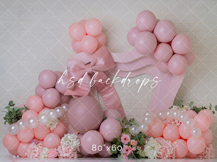 Dainty Blush Bow – Pink Birthday Backdrop