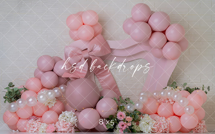 Dainty Blush Bow – Pink Birthday Backdrop