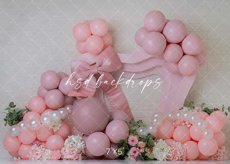 Dainty Blush Bow – Pink Birthday Backdrop