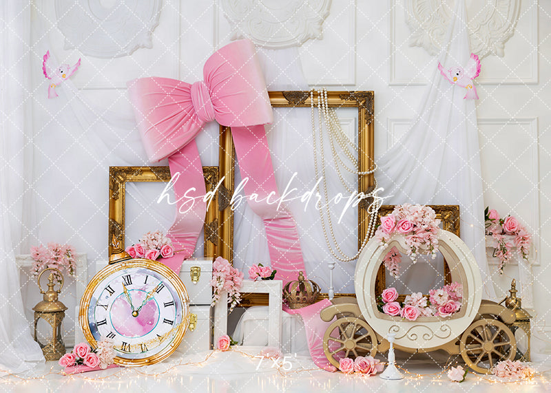 Pink Royal Fairytale – Princess Carriage Backdrop | HSD Backdrops