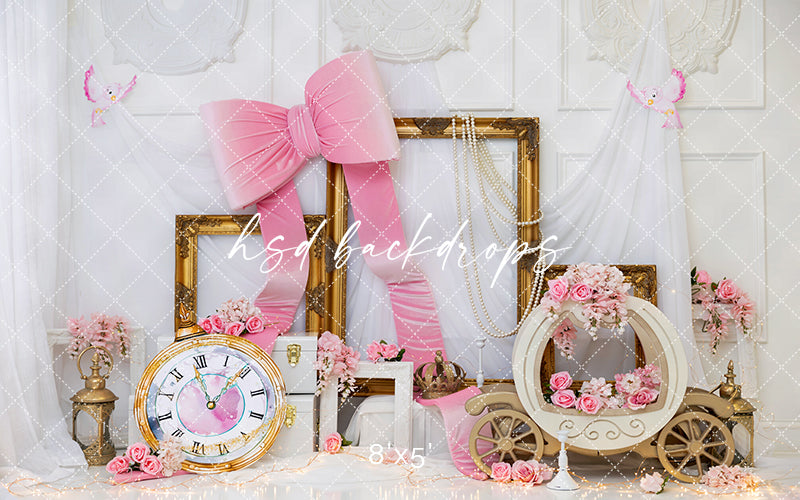 Pink Royal Fairytale – Princess Carriage Backdrop | HSD Backdrops