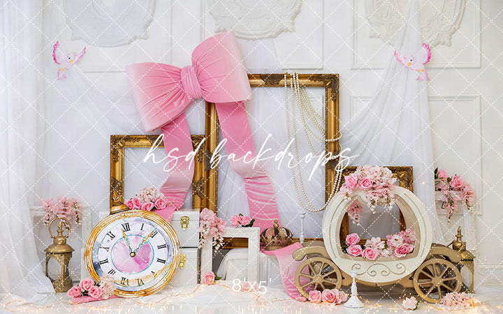 Pink Royal Fairytale – Princess Carriage Backdrop | HSD Backdrops