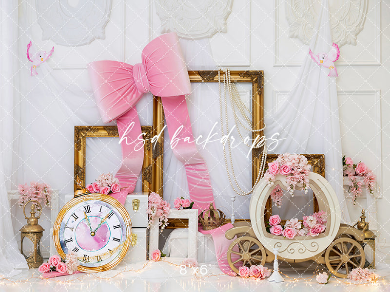 Pink Royal Fairytale – Princess Carriage Backdrop | HSD Backdrops
