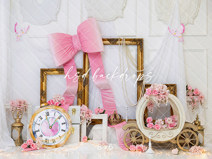 Pink Royal Fairytale – Princess Carriage Backdrop | HSD Backdrops