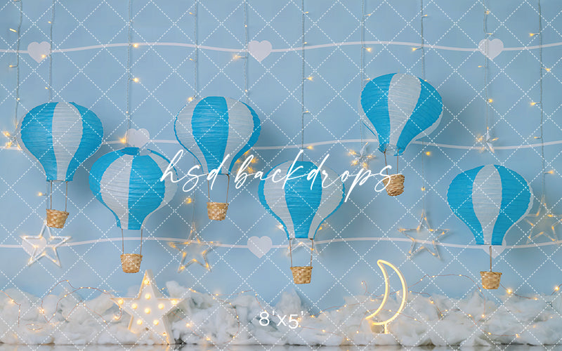 Blue Sky Balloon Adventure – Boy Birthday Photography Backdrop | HSD Backdrops