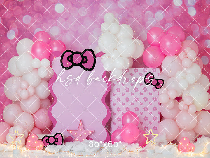 Hello Pink Dreams Cake Smash Photography Backdrop – Sweet First Birthday Portrait Scene | HSD Backdrops