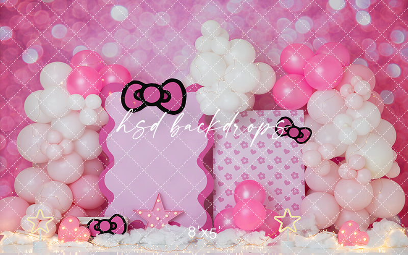 Hello Pink Dreams Cake Smash Photography Backdrop – Sweet First Birthday Portrait Scene | HSD Backdrops