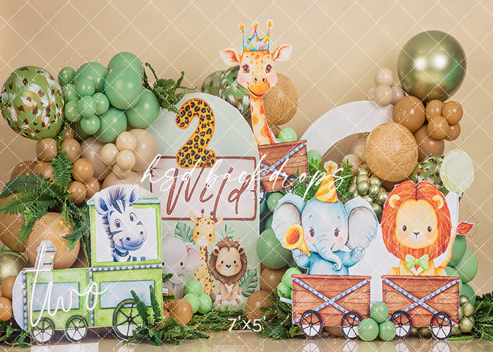 2 Wild Safari Cake Smash Photography Backdrop – Boys 2nd Birthday Portrait Scene | HSD Backdrops