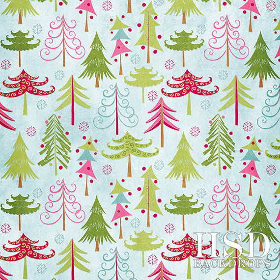 Holiday | Colorful Christmas Trees - HSD Photography Backdrops 