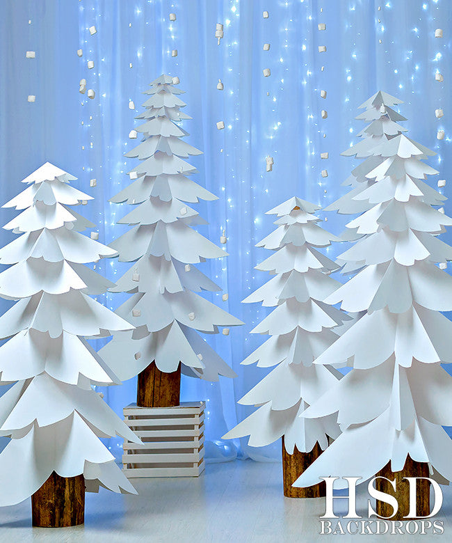 White Paper Trees Photography Backdrop Christmas Photo Props Holiday