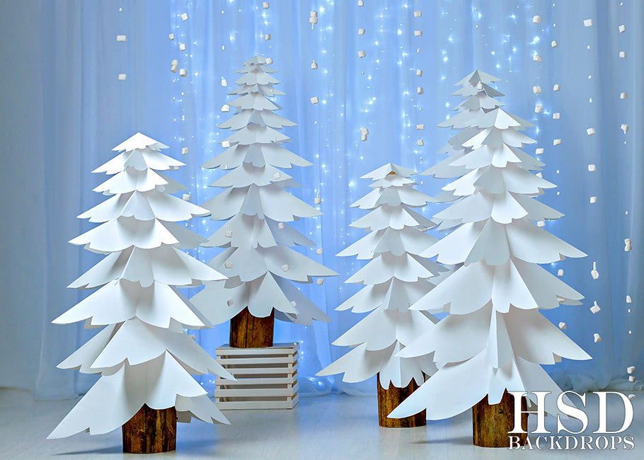 White Paper Trees Photography Backdrop Christmas Photo Props Holiday