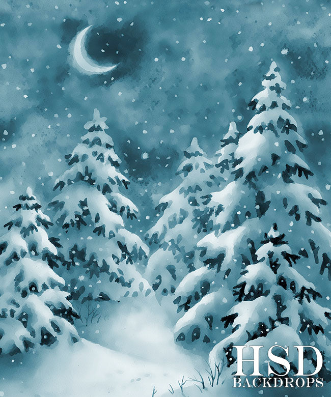 Winter | Frosty Fir Trees - HSD Photography Backdrops 