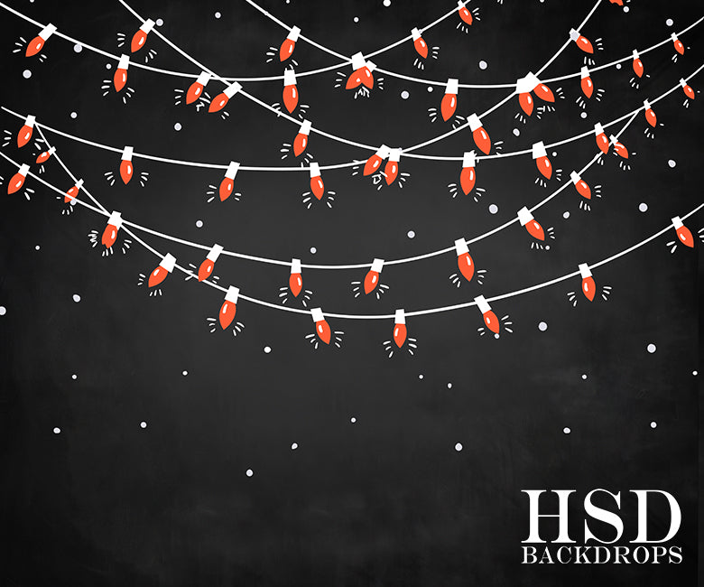 Christmas Lights & Snow - HSD Photography Backdrops 