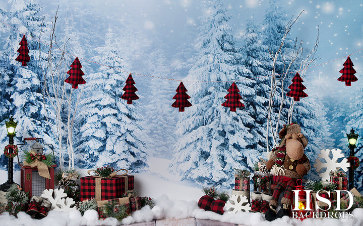 Holiday | Winter Fir Trees Set Up - HSD Photography Backdrops 