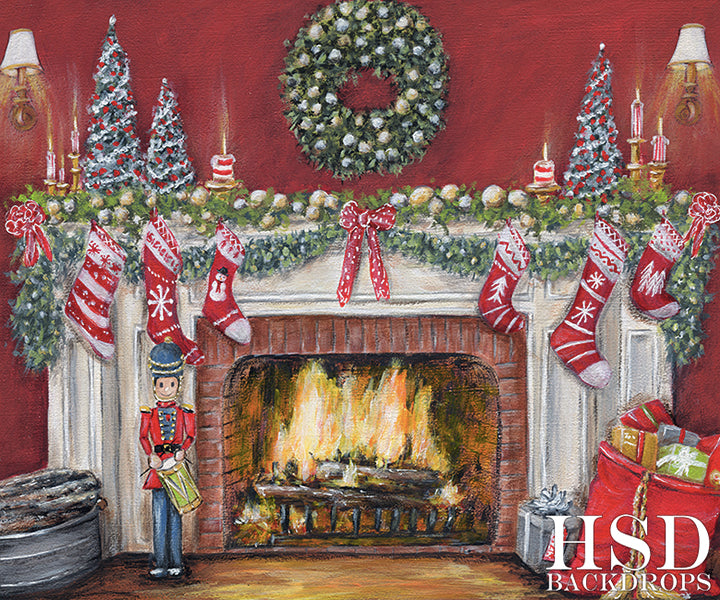 Christmas Fireplace - HSD Photography Backdrops 