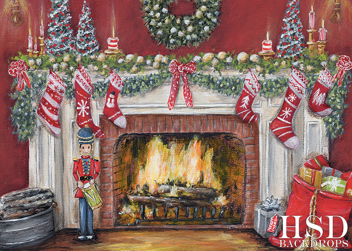 Christmas Fireplace - HSD Photography Backdrops 