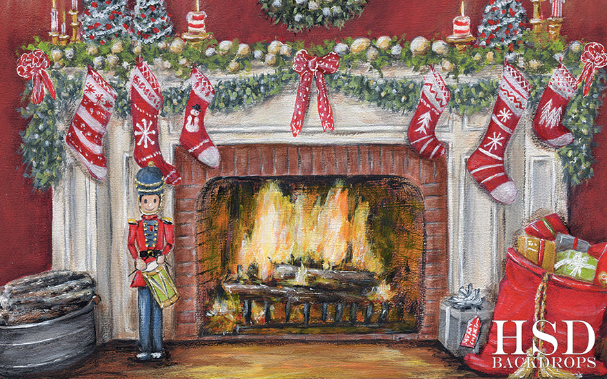 Christmas Fireplace - HSD Photography Backdrops 