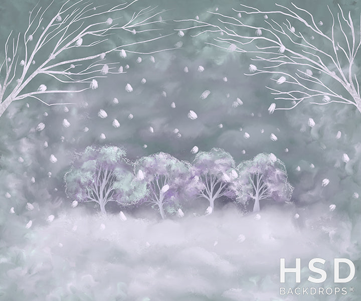 Snowly Walking Winter Scene - HSD Photography Backdrops 