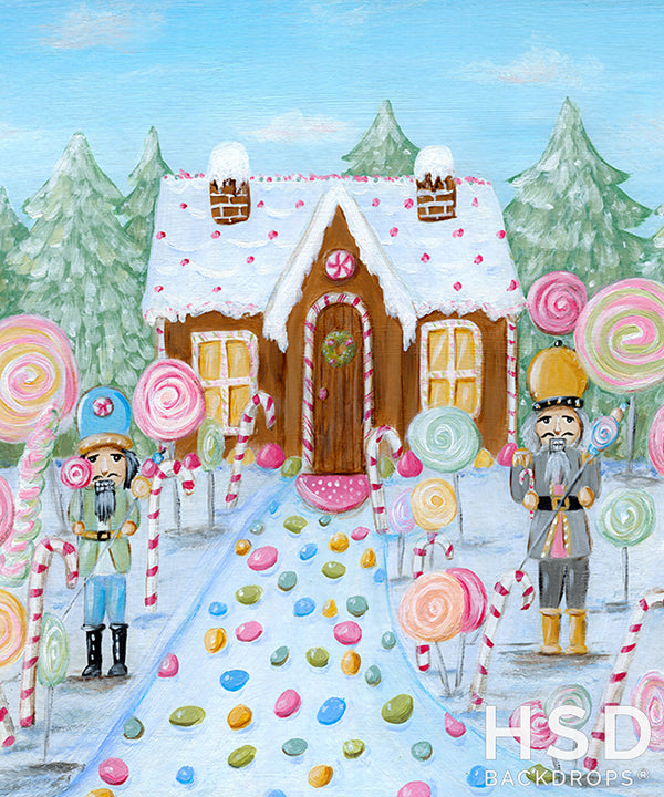 Christmas Candyland Gingerbread House - HSD Photography Backdrops 