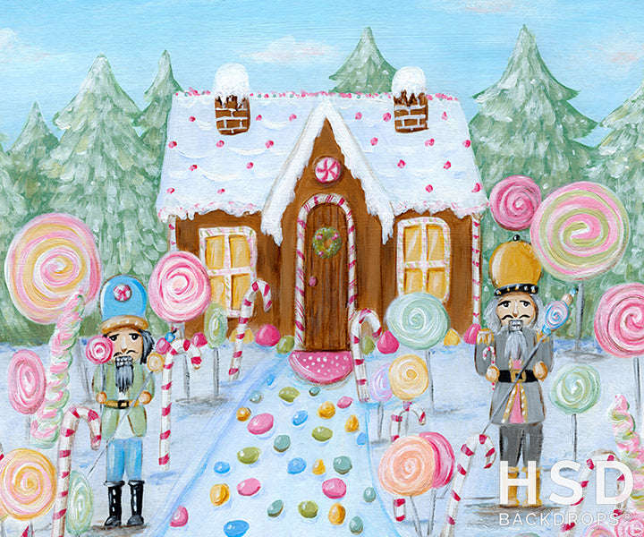 Christmas Candyland Gingerbread House - HSD Photography Backdrops 