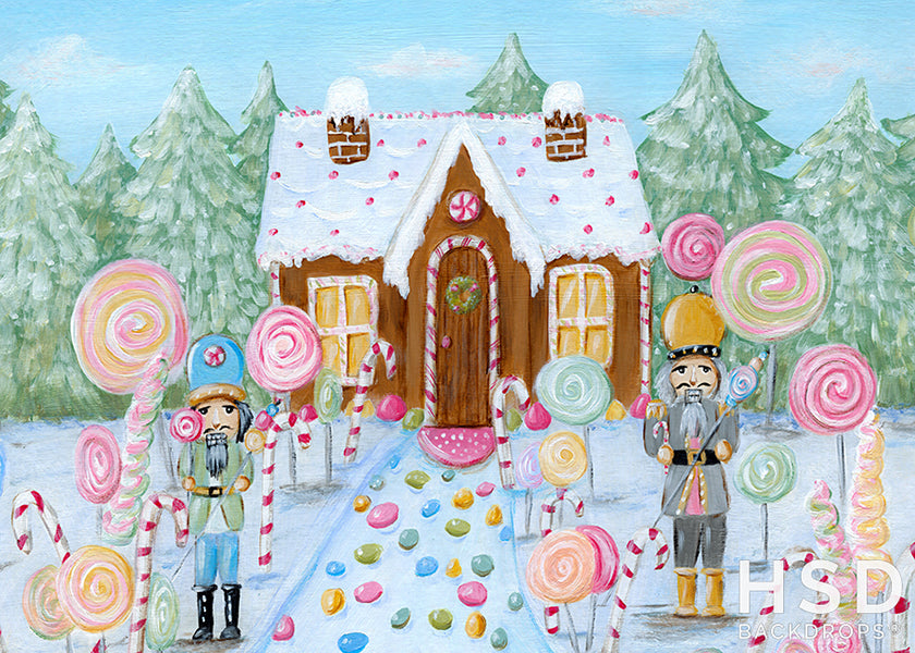 Christmas Candyland Gingerbread House - HSD Photography Backdrops 