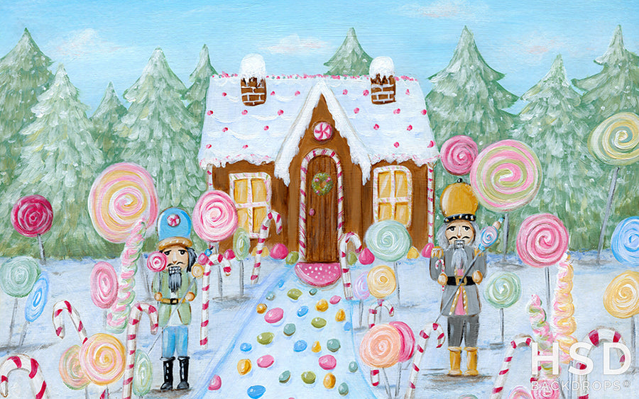 Christmas Candyland Gingerbread House - HSD Photography Backdrops 