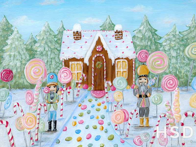 Christmas Candyland Gingerbread House - HSD Photography Backdrops 