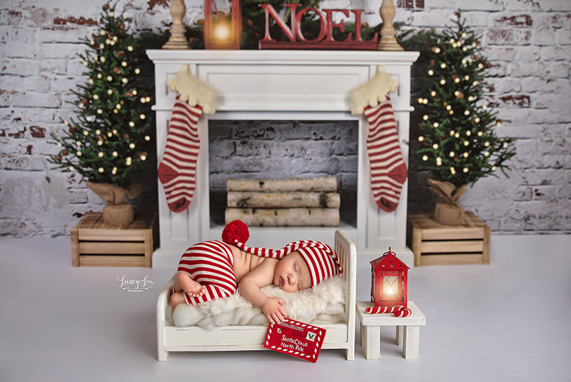 Noel Christmas Fireplace - HSD Photography Backdrops 