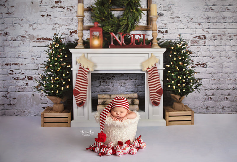 Noel Christmas Fireplace - HSD Photography Backdrops 