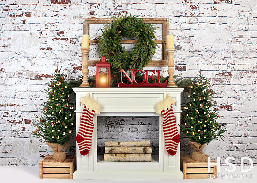 Noel Christmas Fireplace - HSD Photography Backdrops 