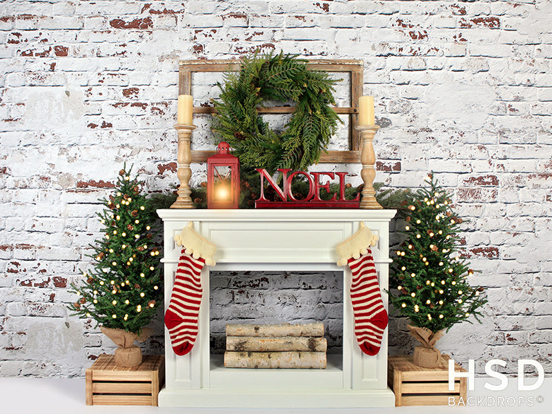 Noel Christmas Fireplace - HSD Photography Backdrops 