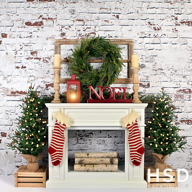 Noel Christmas Fireplace - HSD Photography Backdrops 