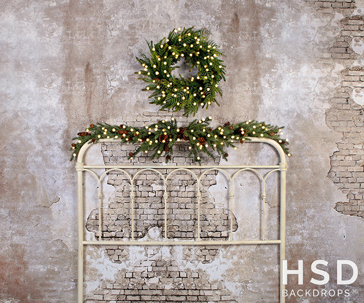 Vintage Christmas Headboard With Lights - HSD Photography Backdrops 
