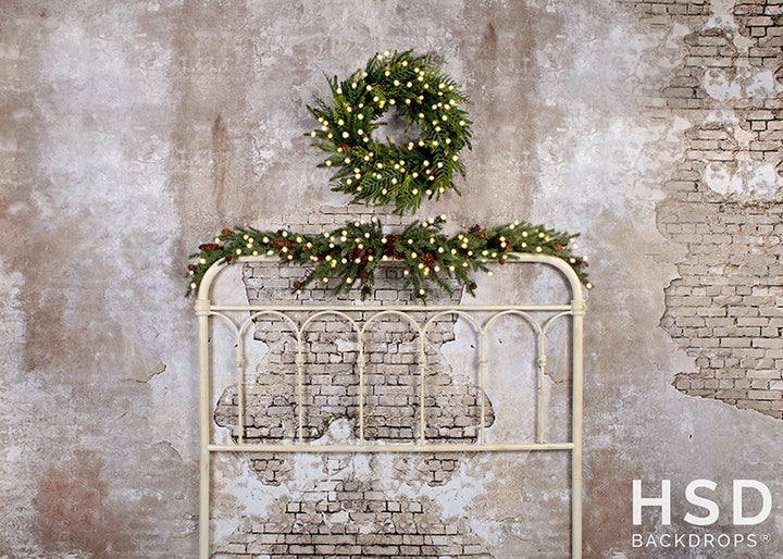Vintage Christmas Headboard With Lights - HSD Photography Backdrops 