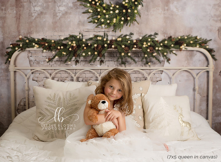 Vintage Christmas Headboard With Lights - HSD Photography Backdrops 