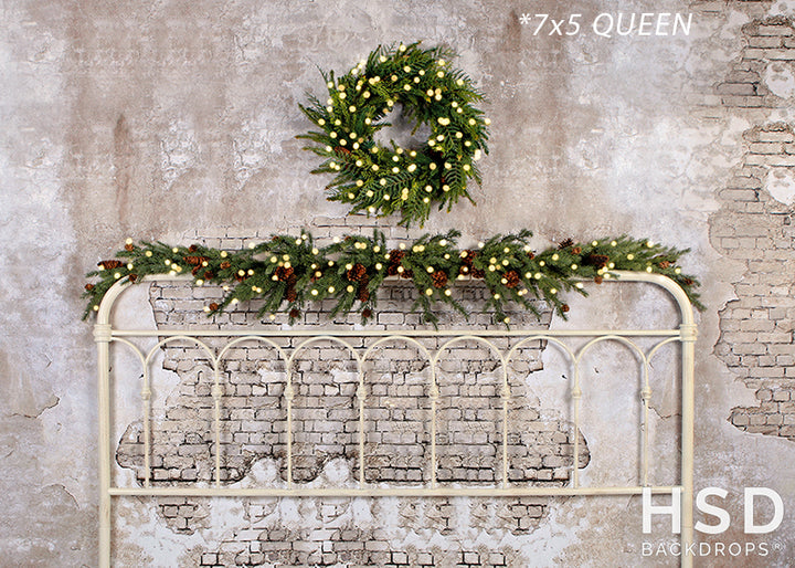 Vintage Christmas Headboard With Lights - HSD Photography Backdrops 
