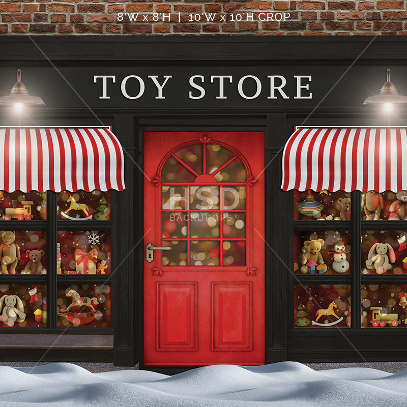 Santa's Toy Shop Backdrop for Pictures. Toy Store Backdrop for Photos.