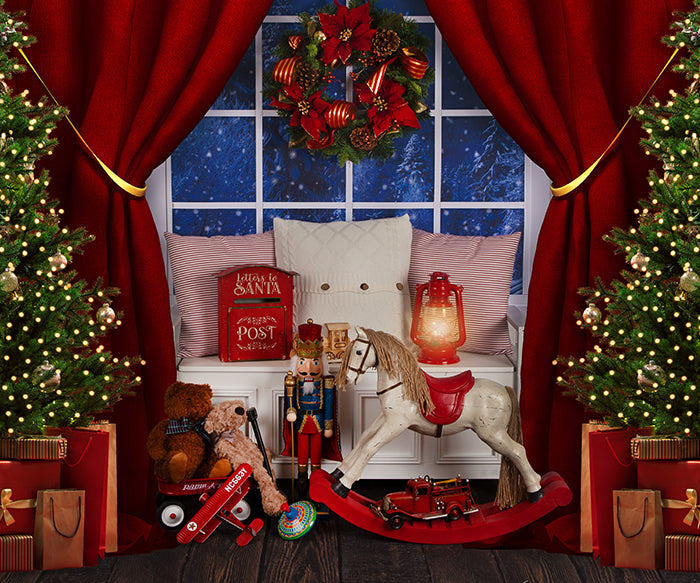 Christmas Window Backdrop for Pictures. Christmas Theme Backdrop.