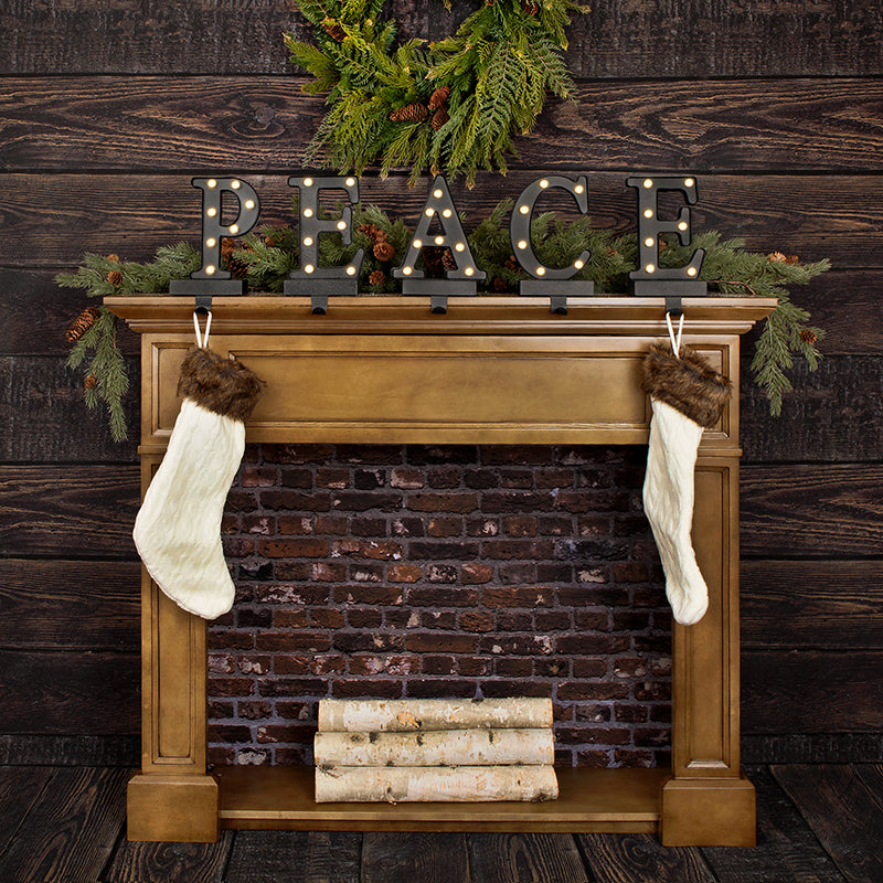 Rustic Christmas Fireplace - HSD Photography Backdrops 