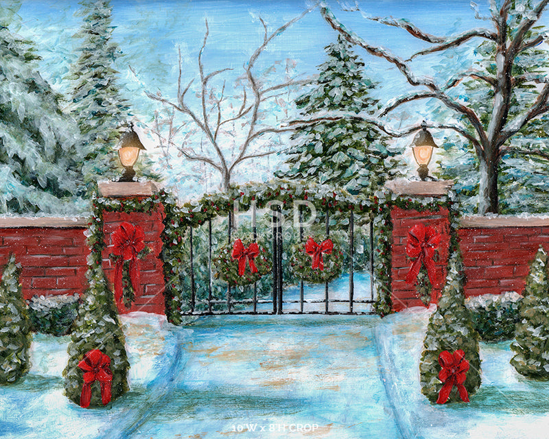 Snowy Christmas Gate - HSD Photography Backdrops 