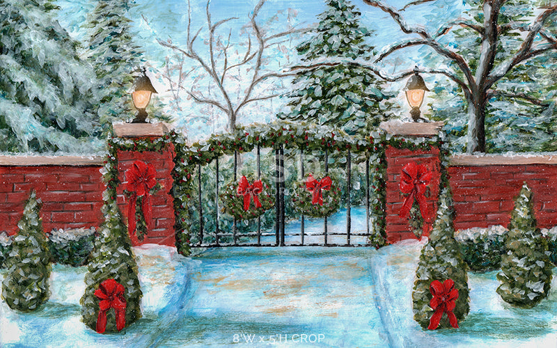 Snowy Christmas Gate - HSD Photography Backdrops 