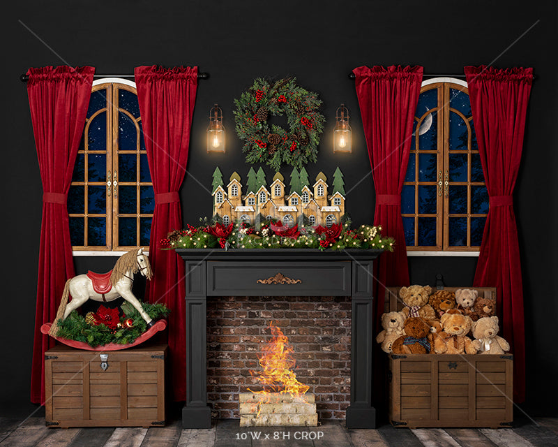 Christmas Night (fire) - HSD Photography Backdrops 