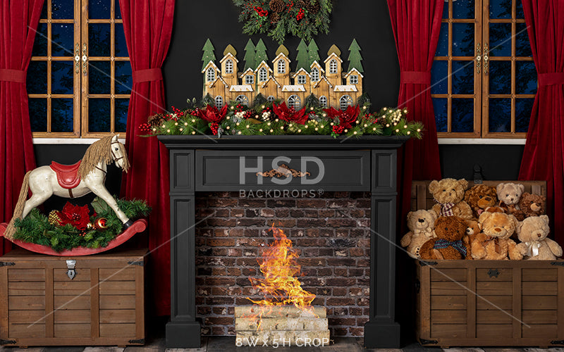 Christmas Night (fire) - HSD Photography Backdrops 