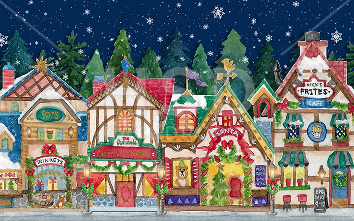 Christmas Village Mountain - HSD Photography Backdrops 