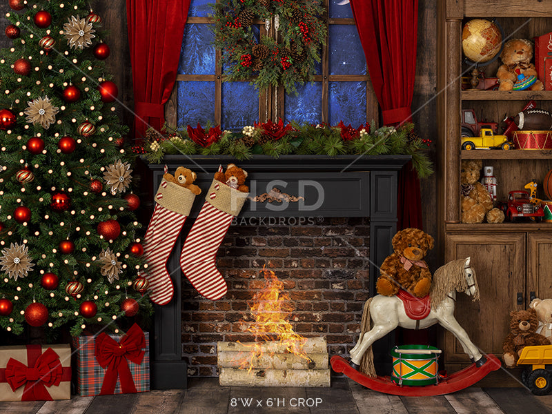 Santa's Room (fire) - HSD Photography Backdrops 