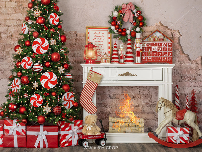 Candy Cane Christmas (fire) - HSD Photography Backdrops 