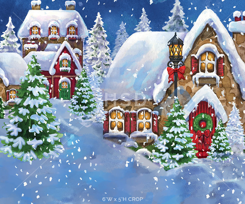 Picture Backdrop with Winter Christmas Village and Snow – HSD Photography Backdrops picture-backdrop-with-winter-christmas-village-and-snow-hsd-photography-backdrops