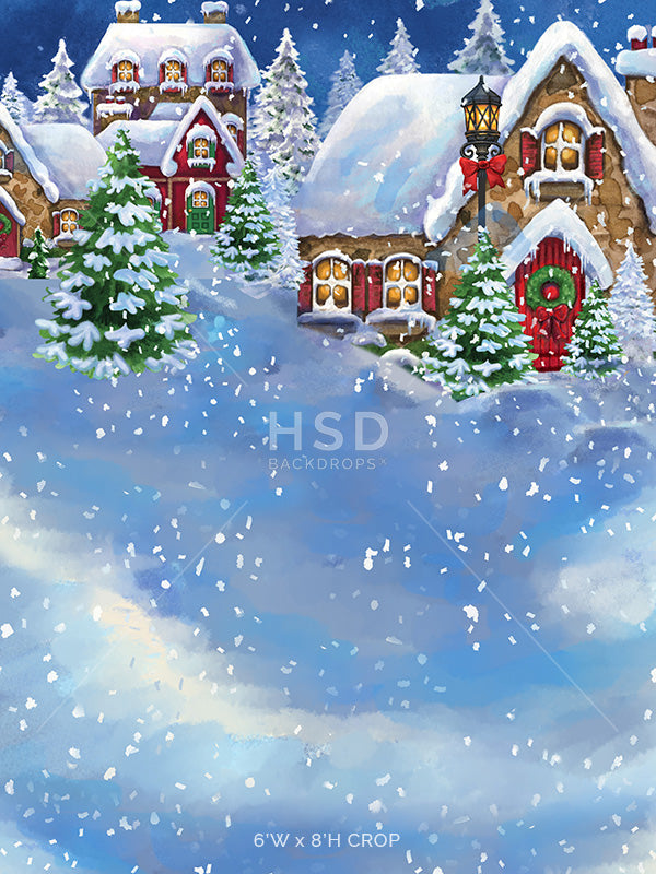 Snowy Christmas Village Sweep - HSD Photography Backdrops 