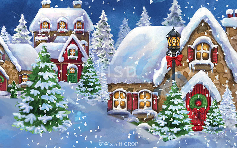 Snowy Christmas Village - HSD Photography Backdrops 
