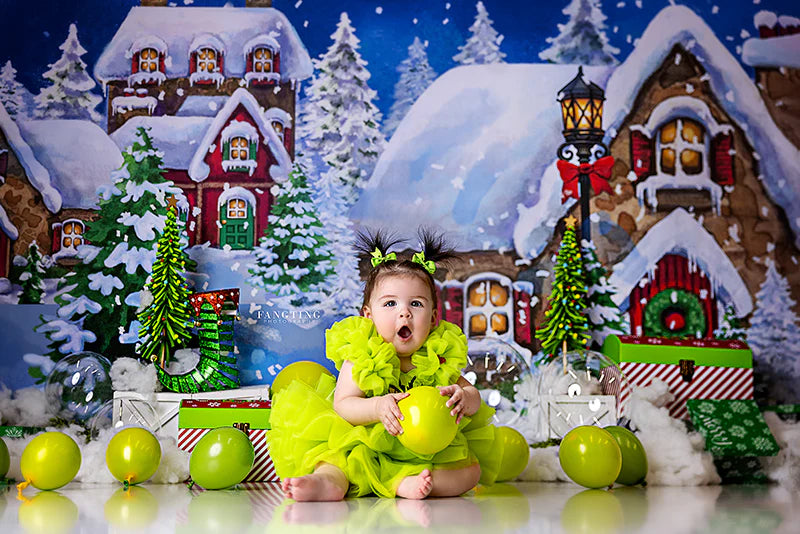 Snowy Christmas Village - HSD Photography Backdrops 